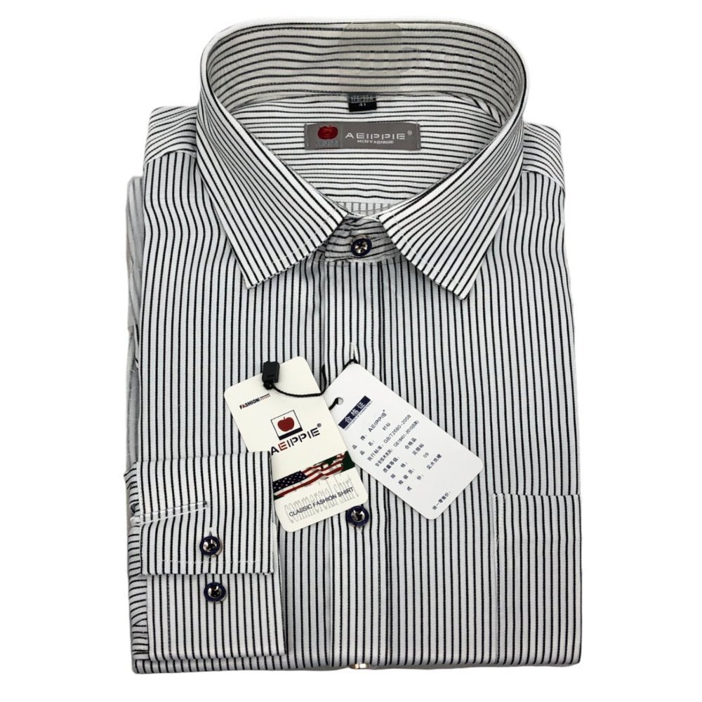 NWT Aeippie White & Blue Striped Long Sleeve Button Up Dress Shirt size 41